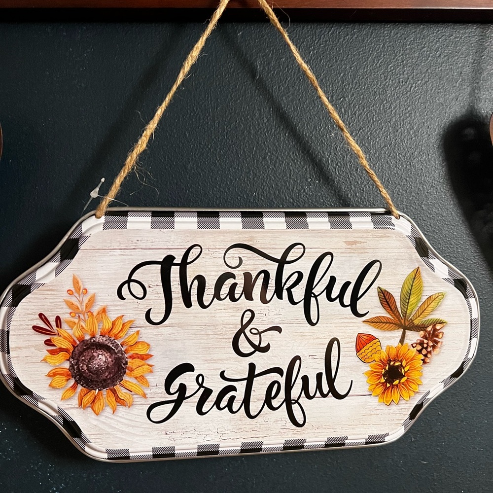 New Thankful & grateful sunflower metal sign